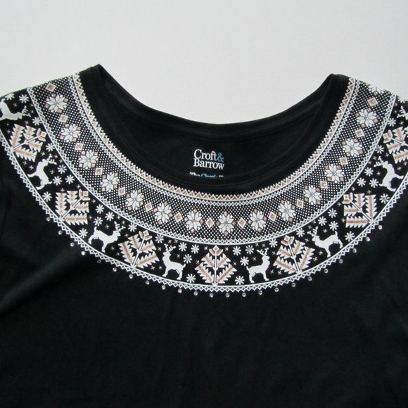 NWT Croft & Barrow The Classic Tee Women’s Winter Theme Embellished knit top 2X - Picture 7 of 10
